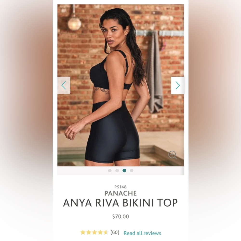 34JJ Bra Anya Riva Bikini Top NEW WITH TAGS black and gold swimsuit top or bra